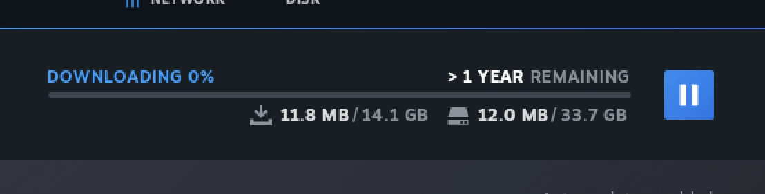 steam download estimates over 1 year remaining