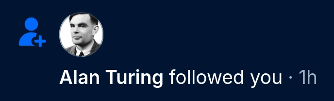 bluesky notification: "Alan Turing followed you"