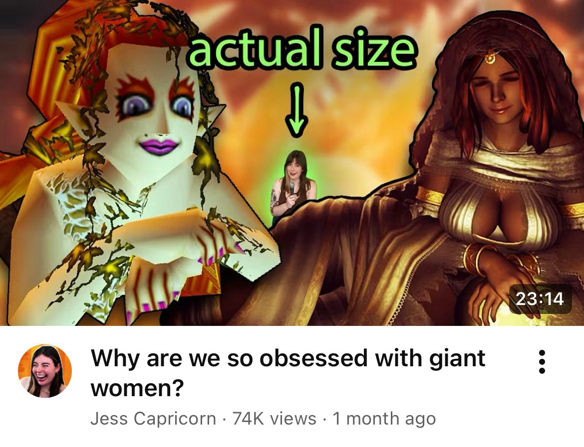 youtube video from Jess Capricorn: "Why are we so obsessed with giant women?"