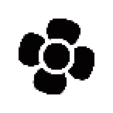 four-petal pixel art flower, black on white canvas