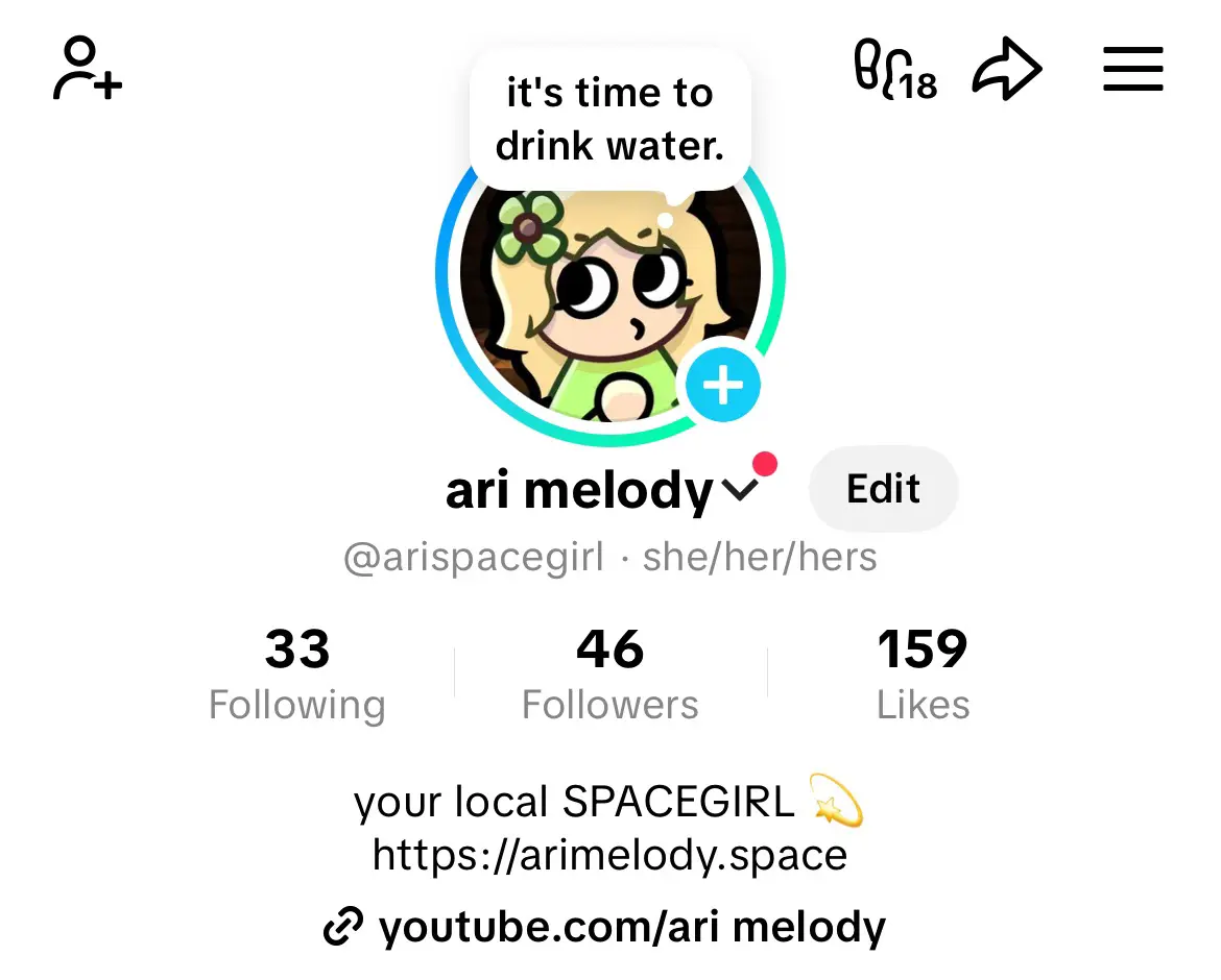 screenshot of my tiktok profile