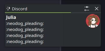 discord notification from julia: "neodog_pleading" over and over again